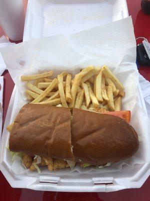 Shrimp Poboys with fries