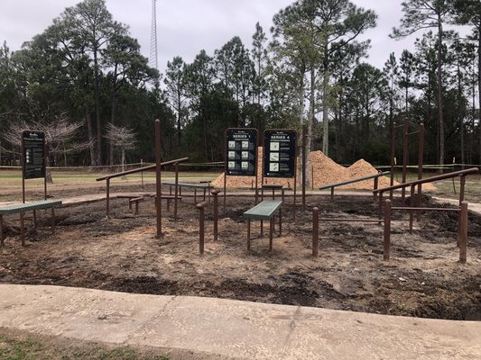 Workout area currently having new mulch added