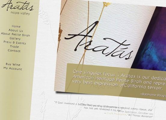 Website design for Aratas Wine in Napa, CA. View online at http://arataswine.com.