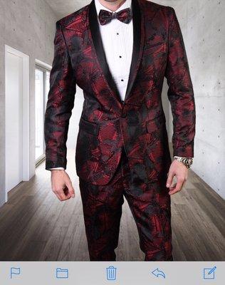 2 PC SUIT FANCY PATTERN
MATCHING JACKET AND PANTS
WITH BOW TIE