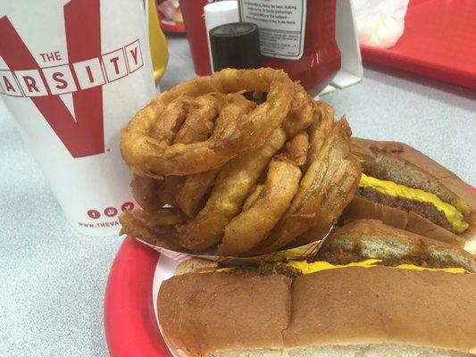 The Varsity Kennesaw, Large Coca Cola, 2 chili dogs, onion rings.