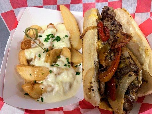 Ribeye  Cheesesteak and Cheese Fries