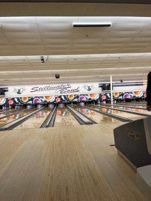 The lanes are nice and oiled! My husband almost fell but that's normal.