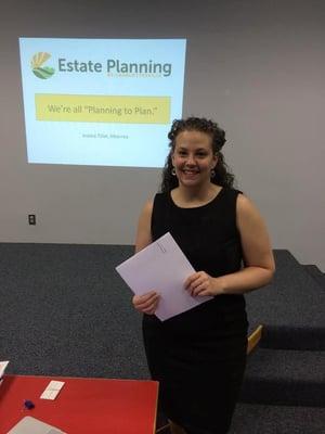 Jessica, of Estate Planning of Charlottesville, provides free seminar covering all aspects of estate planning to the public.