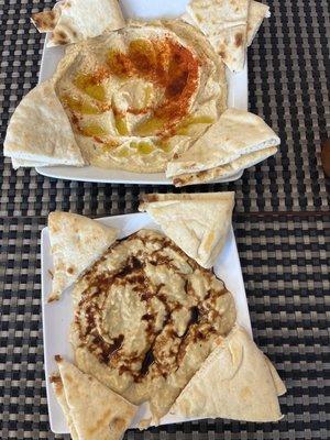 Hummus and baba ghanoush -- truly in love with the baba ghanoush!!!