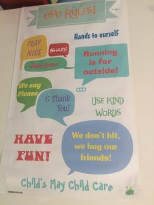 The easy to follow rules in the kids' room! :-)