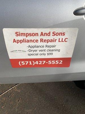 Business advertisement on side of their car.