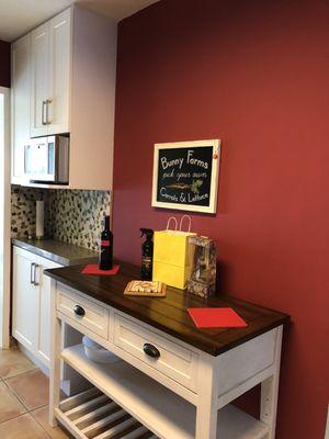 Made the pantry a place for microwave.  Had the table.. painted it white.