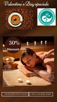 VALENTINE DAY SPECIAL
COUPLES HOT STONE AND CAFFE LATTE BODY SCRUB ON SALE!
COME AND VISIT US AT 103 BROADWAY MALL HICKSVILLE NY 11801