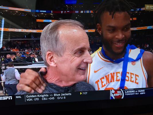 Tennessee head coach Rick Barnes (67) after winning the 2022 SEC men's basketball championship today. First conference title since 1979.