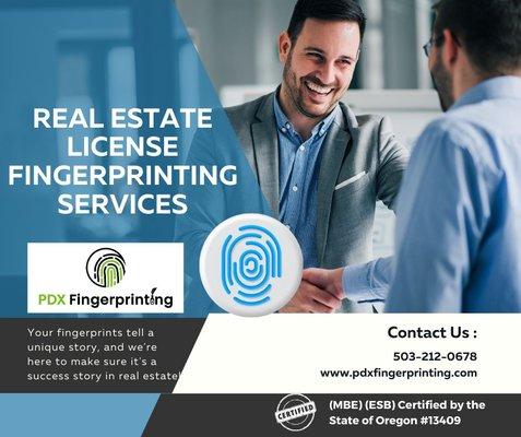 Fingerprinting service for Real estate license