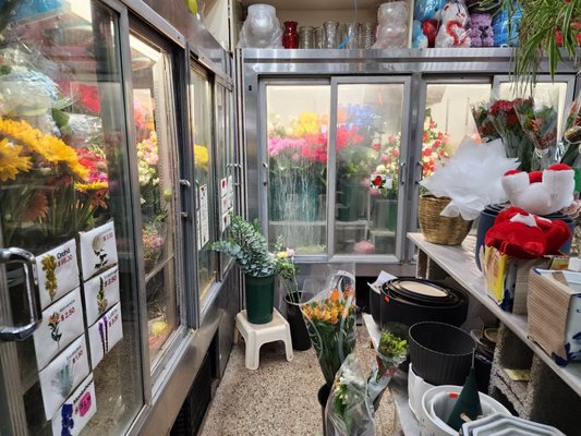 Fridge section of flowers