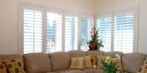 Basswood Shutters on Classic Windows, Special Forms, Arched Windows, French Doors, Sliding Doors & Cantina Door Windows.