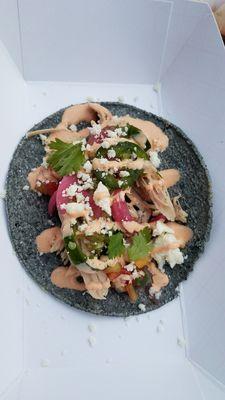 Pig tacos on a blue corn tortillas. It was insane.