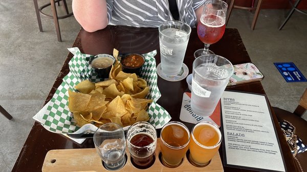 Bottom: Flight Left: Chips/Salsa/Queso