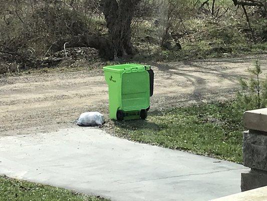 Empty bins , left bag.