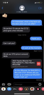 Conversation with salesman.