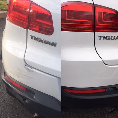 01/27/2017 before and after pics from being rear ended!  Tiggy looks great and I couldn't be more pleased!