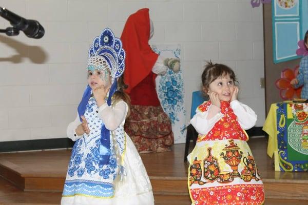 Spring Celebration musical performance, the children prepared the songs with a professional music teacher at Sunny Flowers Childcare.