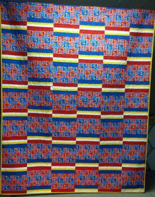 Hey, KU fans! Here's a eye catching quilt to snuggle under. It's 100% cotton and measures 76" X 98." Come visit our website to see more.