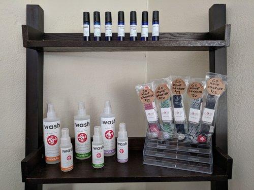 We have mat wash, mat straps, and custom made essential oils.