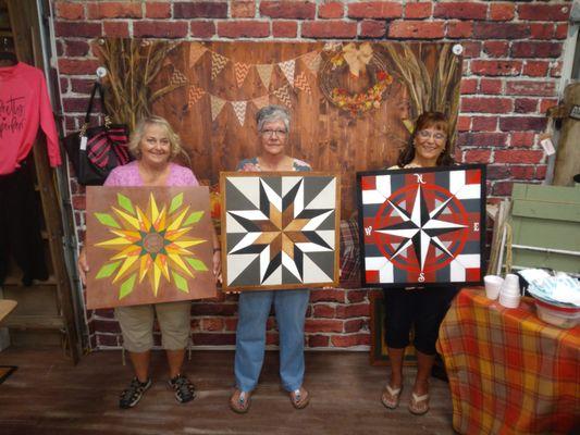 Wood Barn quilt paint classes. 3 hours. Wine and design. Pre-registration is required.