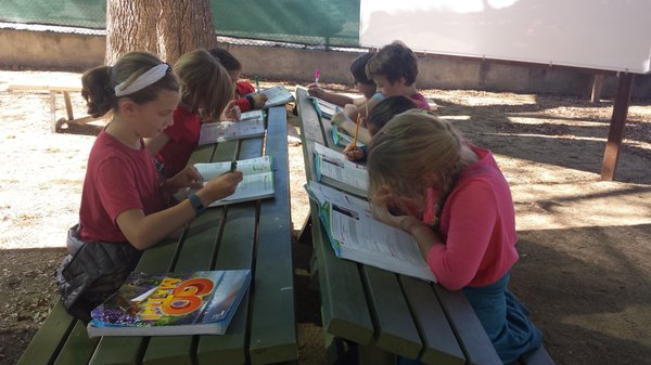 Student's studying in CHIME's outdoor classroom.