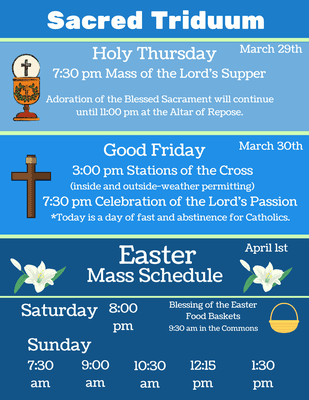 2018 Holy Week Schedule