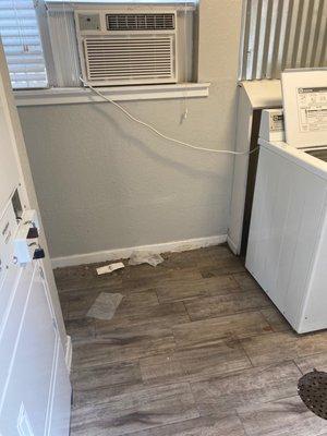 It is never clean in the laundry room