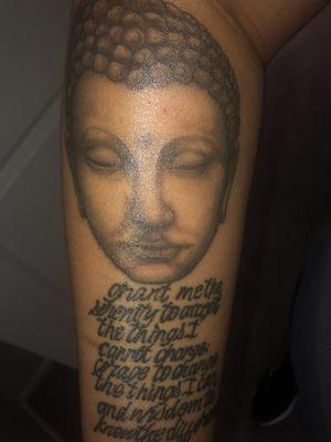 Buddha head with the serenity prayer under it