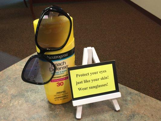 Wear sunglasses to protect your eyes from harmful UV rays!