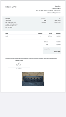 here is a copy of invoice and picture of the item I pay fro it