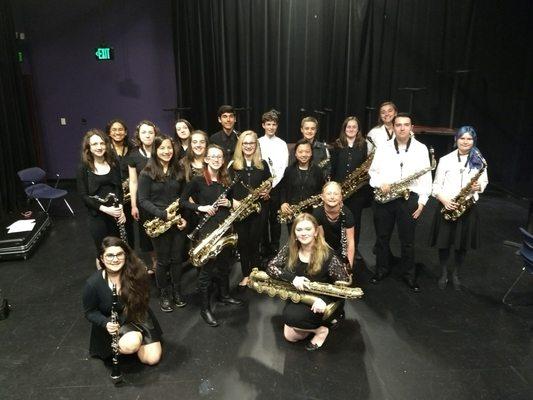 LMC woodwinds backstage before a small ensembles show