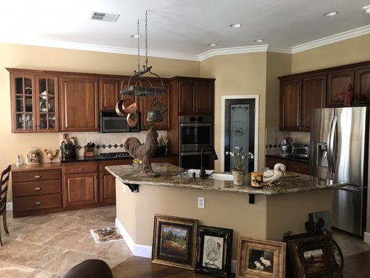 Cherry kitchen after darker stain.