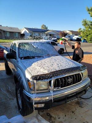 100% hand vehicle wash.