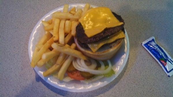 Awesome double cheeseburger special.