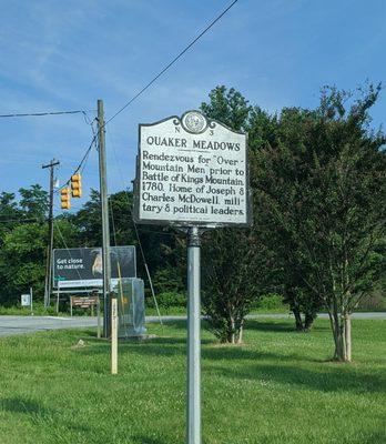 Quaker Meadows Historical Marker