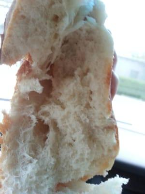 This is a chunk of Sorrentos Bakery Bread. The outside perfectly crusty while tbe inside is melt on your tongue yummyness.