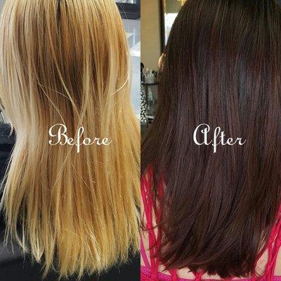 Blonde to rich brown by Ashley.