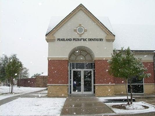 Our pediatric dental office, featuring a light dusting of snow!