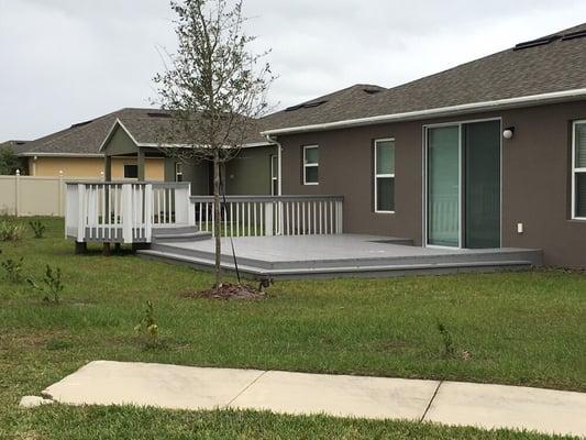 Wood Deck White and Grey Stained