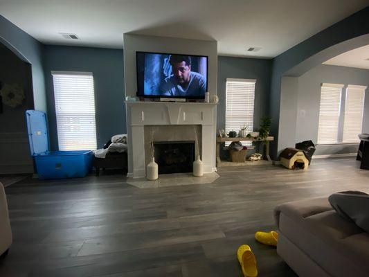 Mounted our TV and installed this flooring