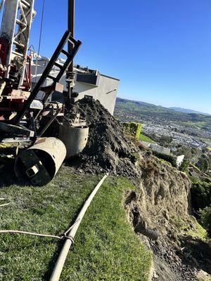 Equipment to drill down and find the landslide