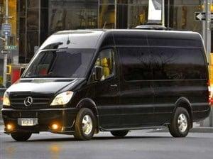 11 passenger Mercedes Sprinter. Holds up to 15 pieces of luggage. Great for large groups going to airports