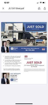 North Hollywood Warehouse Sold!