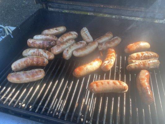 Brats on the grill