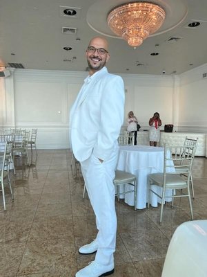 Tux for a white party.