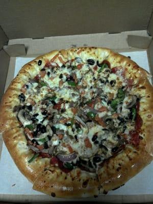 Large supreme stuffed crust pizza