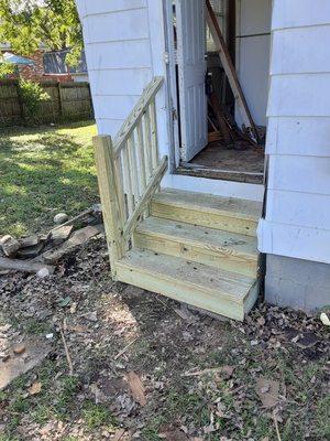 New stairs for outside entrance.