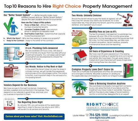 Top 10 Reasons to Hire Right Choice Property Management!